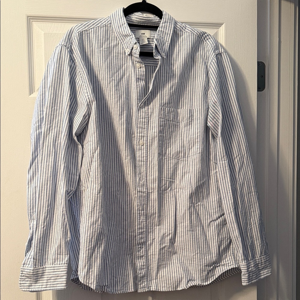 H&M Light Blue Striped Casual Shirt